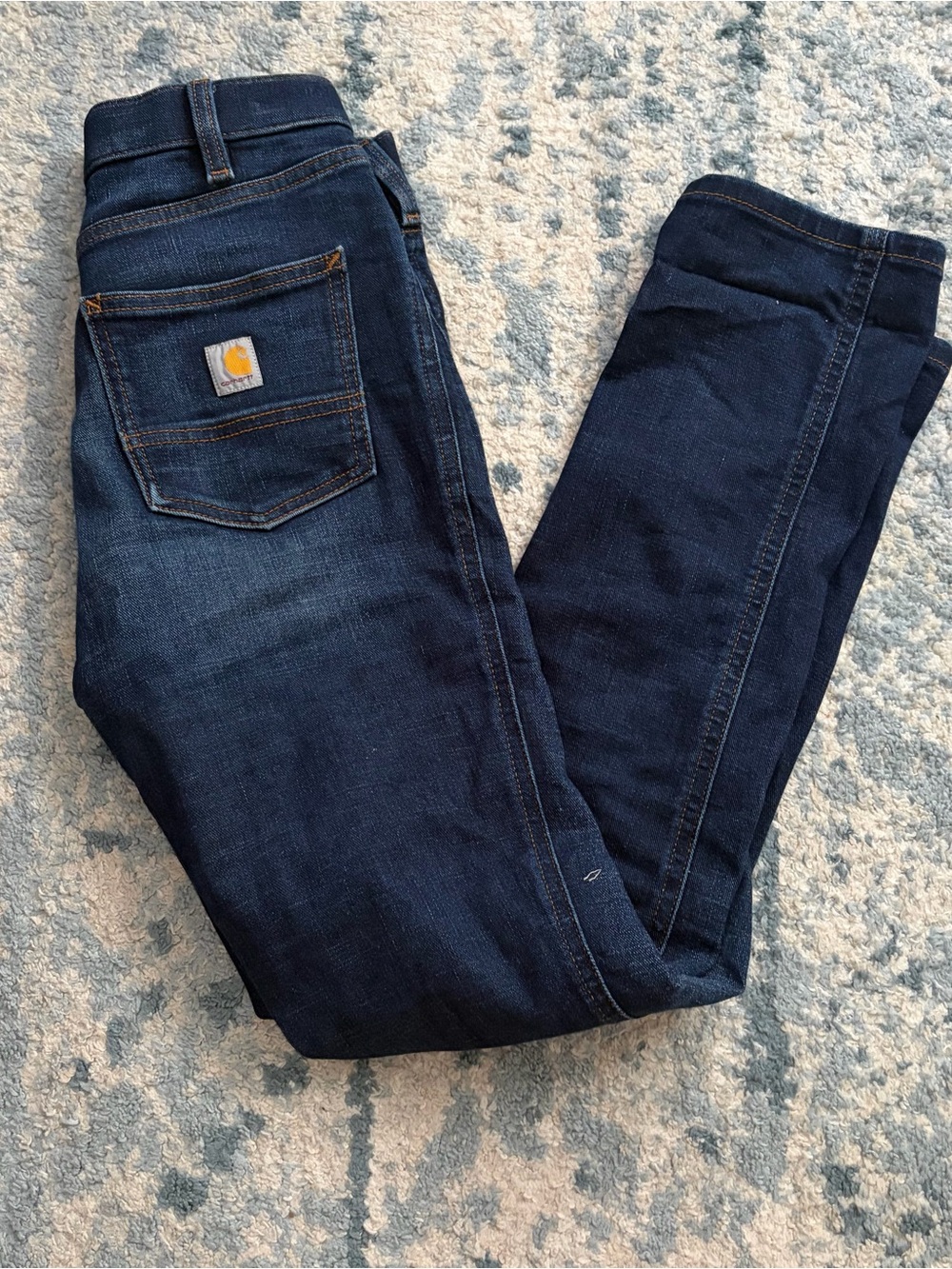 Carhartt Dark Indigo Denim Jeans with Logo Patch